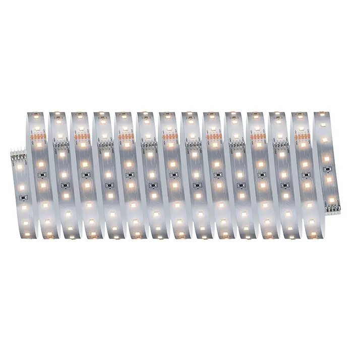 Paulmann MaxLED 500 LED-Stripes Basisset - Länge: 17 m, Lichtfarbe: Warmweiß, 18,5 W, 2.750 lm - Mehrere parallel liegende LED-Lichtstreifen mit warmweißer Beleuchtung und Anschlüssen.
