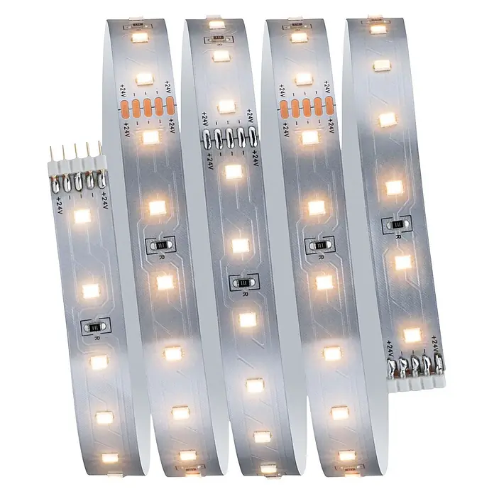 Paulmann MaxLED 500 LED-Stripes Basisset - Länge: 1,5 m, Lichtfarbe: Warmweiß, 5,5 W, 825 lm - Flexible LED-Lichtbänder mit warmweißen LEDs, Widerständen und Anschlüssen für vielfältige Beleuchtungsanwendungen.