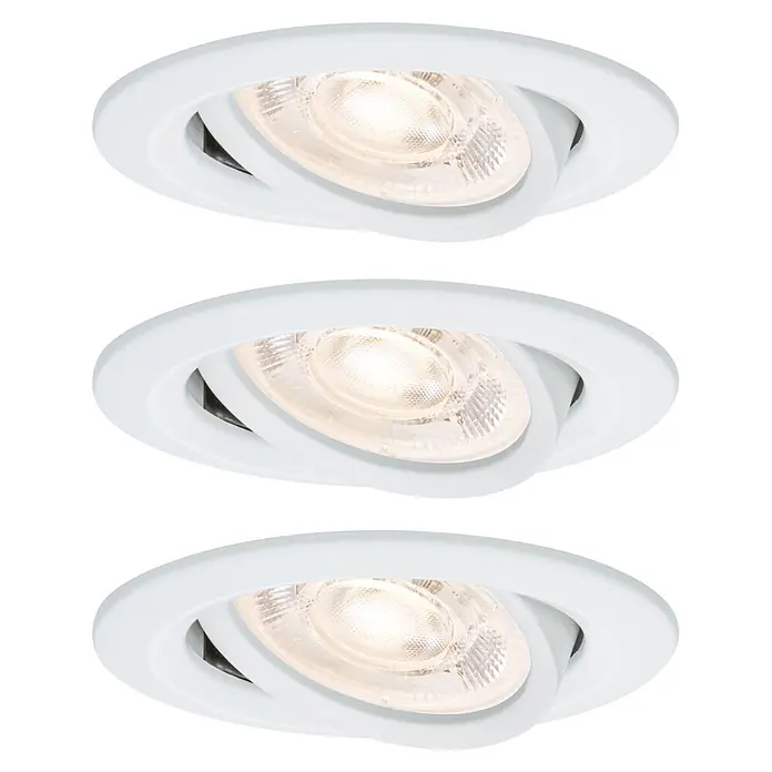 Paulmann LED-Einbauleuchten-Set rund Nova Plus - 4,9 W, Weiß, 3 Stk., Warmweiß - Weißer schwenkbarer Einbaustrahler.