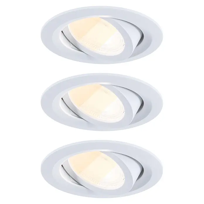 Paulmann LED-Einbauleuchten-Set rund FixedLED Whiteselect - 4,7 W, Ø x H: 8,2 x 3,5 cm, Weiß, 3 Stk., Warmweiß - Weisse schwenkbare Einbauleuchte.