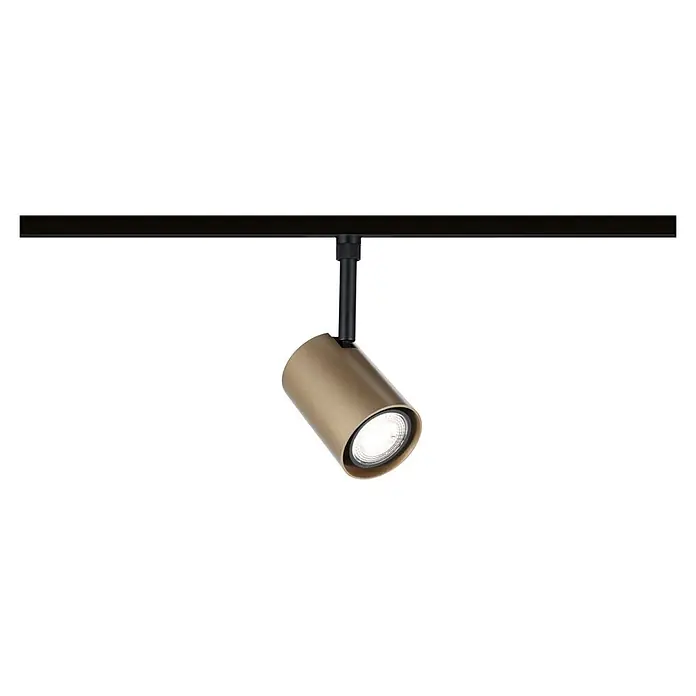 Paulmann URail LED-Spot Luxe - 10 W, Gold matt, 6,5 x 9 x 14,5 cm - Goldfarbener zylindrischer LED-Strahler auf schwarzem Schienensystem.