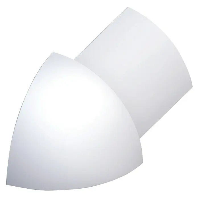Viertelkreis-Außeneck - Aluminium, Silber, 12,5 mm - Ein futuristisches, weißes Eckmodul, ideal für moderne Innenräume und flexible Raumgestaltung.