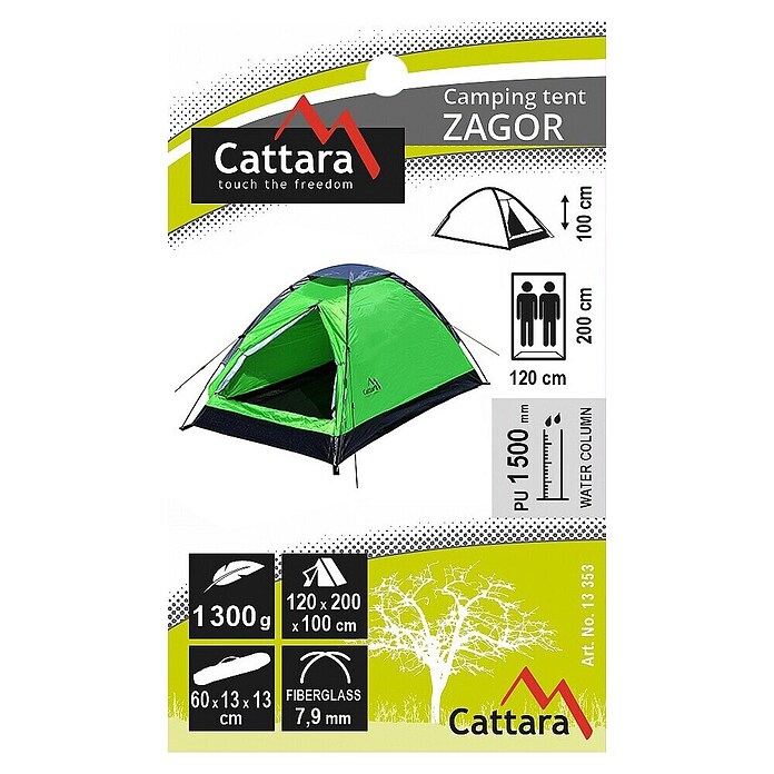 Cattara Šotor Zagor  (Do x Š x V: 200 x 120 x 100 cm, Zelena) | 8335 - Strand-/Campingartikel | ICJA - Campingartikel | ICJ - Campingartikel | IC - Freizeit im Garten | I - Stadtgarten | BAUHAUS