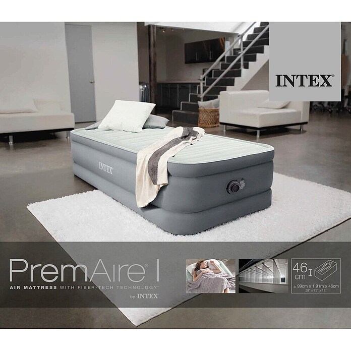 Intex Napihljiva postelja PremAire I Elevated Twin  (Do x Š x V: 199 x 99 x 46 cm, Siva) | 8335 - Strand-/Campingartikel | ICJA - Campingartikel | ICJ - Campingartikel | IC - Freizeit im Garten | I - Stadtgarten | BAUHAUS