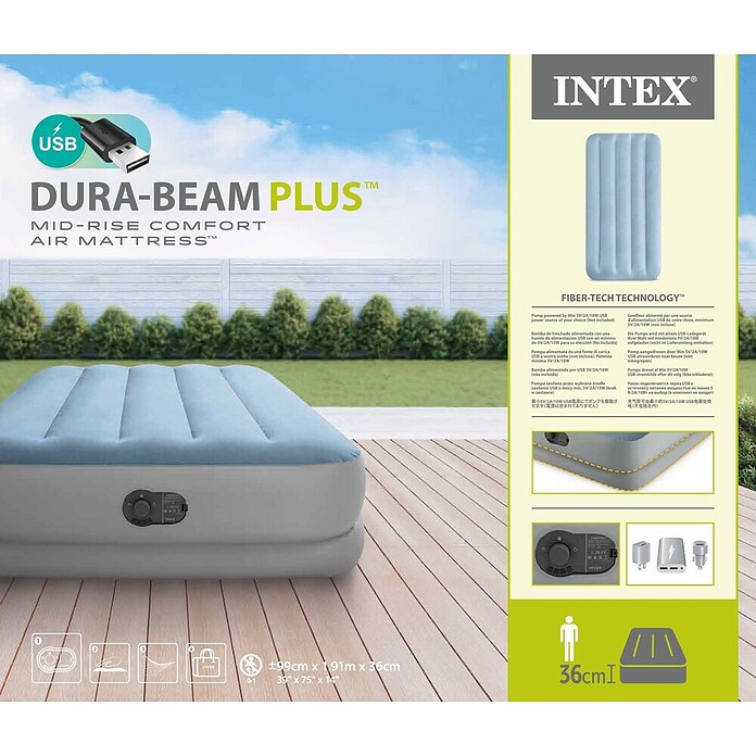 Intex Napihljiva postelja Dura Beam Comfort Twin  (Do x Š x V: 199 x 91 x 36 cm, Siva) | 8335 - Strand-/Campingartikel | ICJA - Campingartikel | ICJ - Campingartikel | IC - Freizeit im Garten | I - Stadtgarten | BAUHAUS