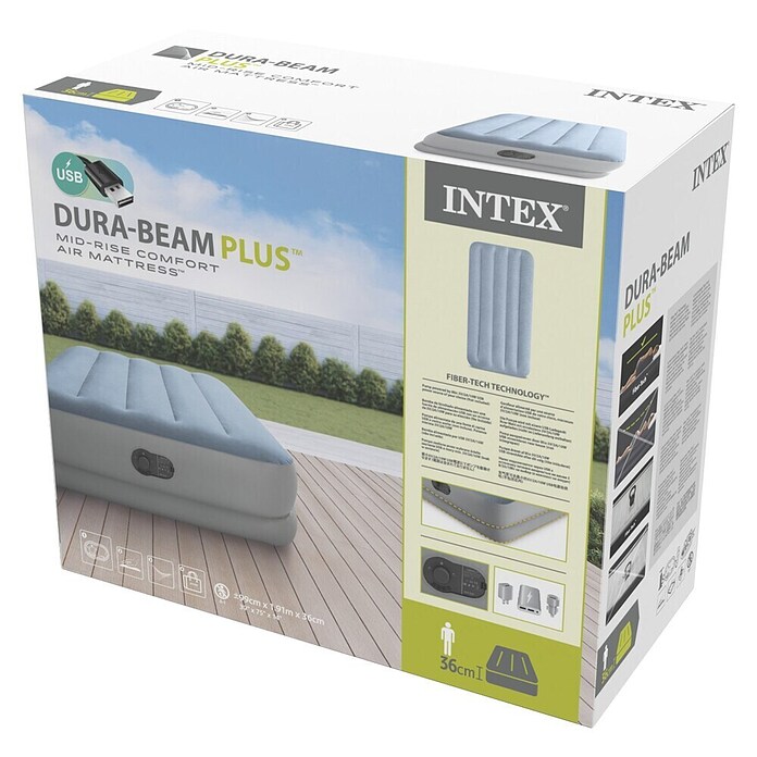 Intex Napihljiva postelja Dura Beam Comfort Twin  (Do x Š x V: 199 x 91 x 36 cm, Siva) | 8335 - Strand-/Campingartikel | ICJA - Campingartikel | ICJ - Campingartikel | IC - Freizeit im Garten | I - Stadtgarten | BAUHAUS