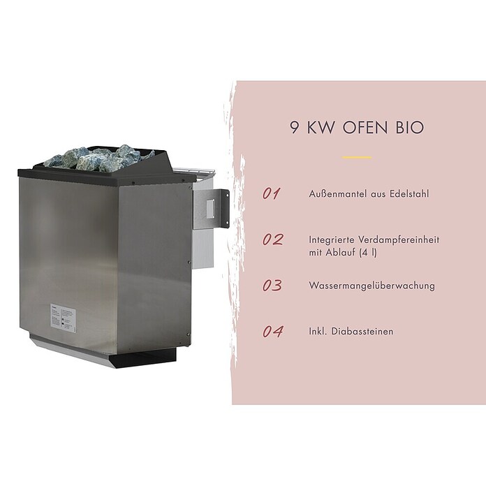Karibu Saunahaus Laguna (L x B x H: 287,5 x 219,5 x 244 cm, Natur, 9 KW Bio Ofen mit externer Steuerung) | BAUHAUS