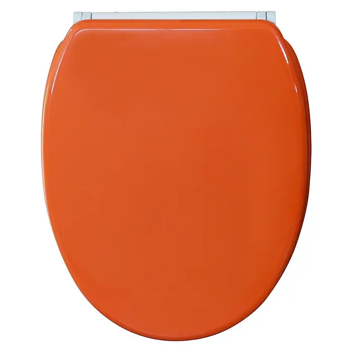 SANILO WC-Sitz Orange mit Schnellverschluss - MDF, Orange, Mit Absenkautomatik - Leuchtend oranger Toilettensitz mit glänzender Oberfläche.