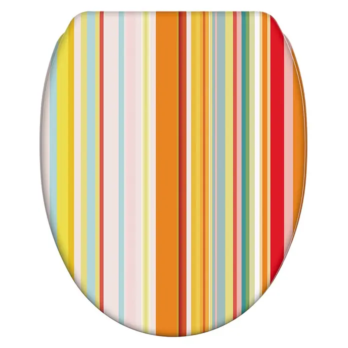 SANILO WC-Sitz Starstripes mit Schnellverschluss - MDF, Multicolor, Mit Absenkautomatik - Bunter gestreifter Toilettensitz mit vertikalen Mustern.