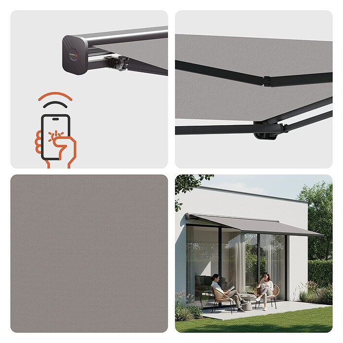 SmartSun Toldo con motor WiFi Dark Fiji II (Antracita, Ancho: 2,95 m, Caída: 2 m) | BAUHAUS