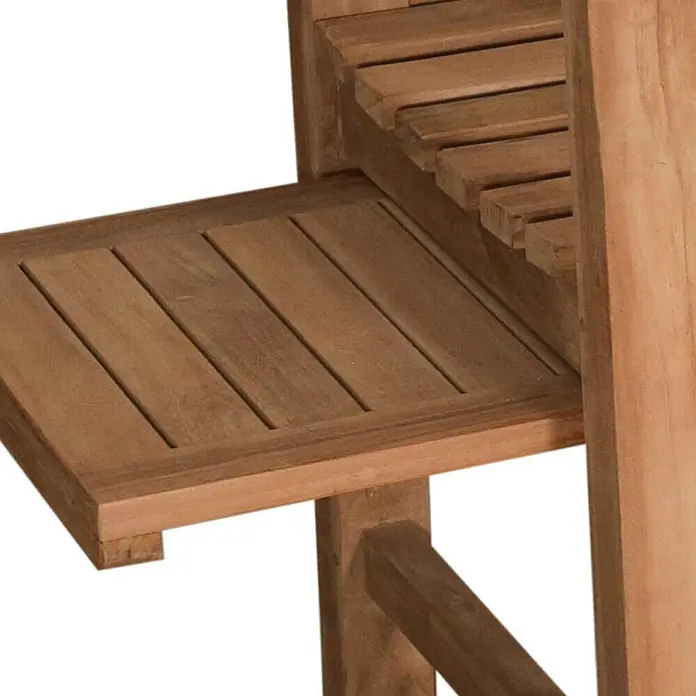Bene Living Gartenbank Lancaster - Teakholz, Natur - Helles braunes Holzregal mit mehreren Ebenen und Lattenböden.
