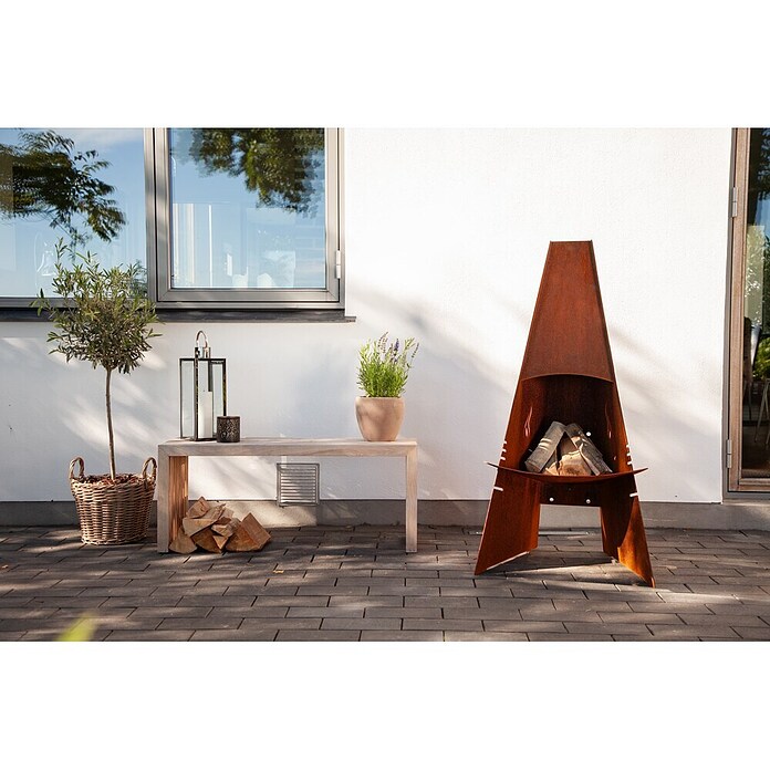 Aduro Gartenkamin (L x B x H: 128 x 63 x 80 cm, Stahl) | BAUHAUS