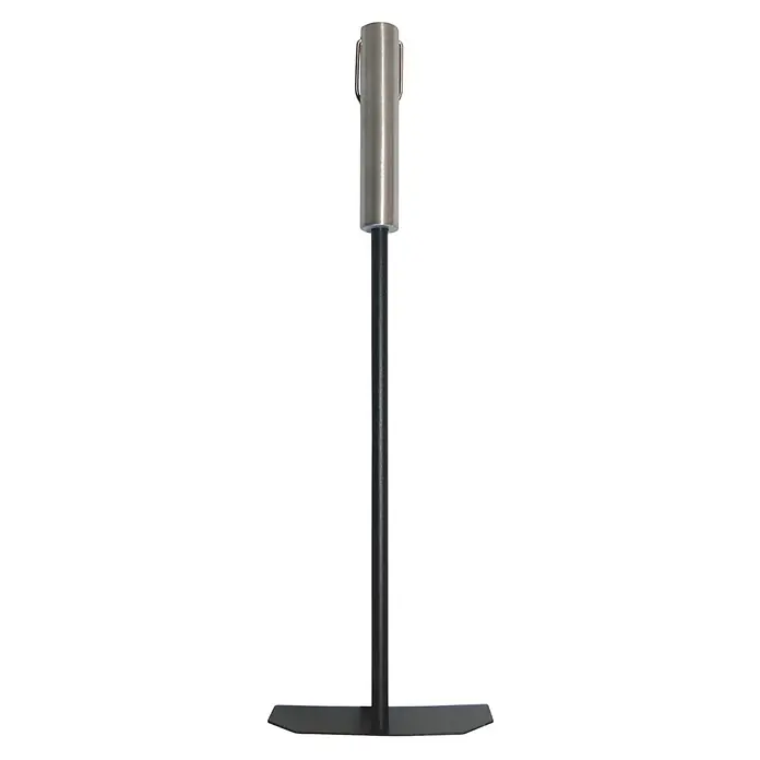 Aduro Schürhaken - Länge: 330 mm, Schwarz - Hoher schwarzer Ständer mit silbernem zylindrischem Oberteil, zwei Klammern und flachem, T-förmigem Fuß.