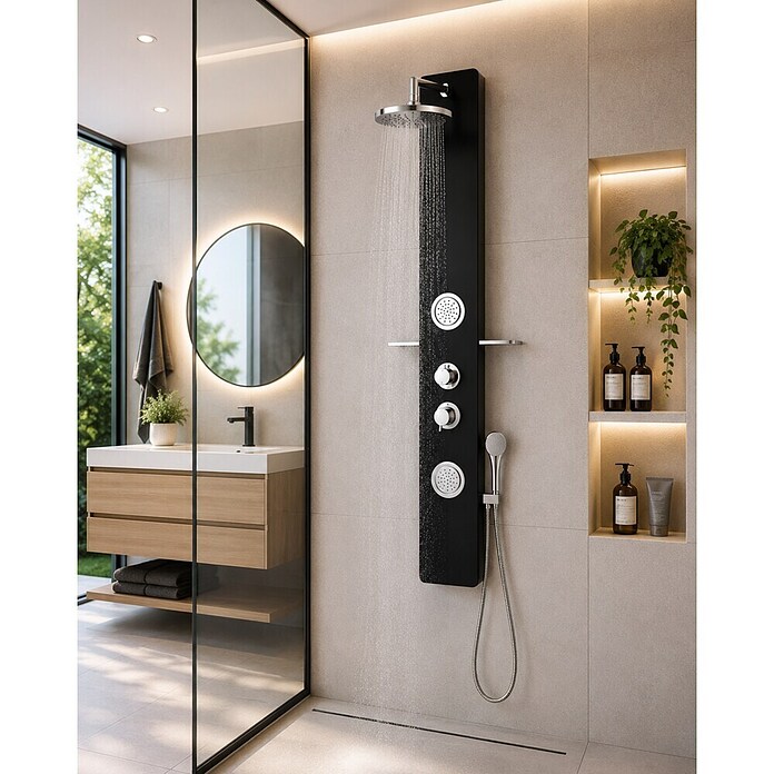 Rousseau Panel de ducha Midtime 2 (Negro, 45 x 40 x 150 cm)