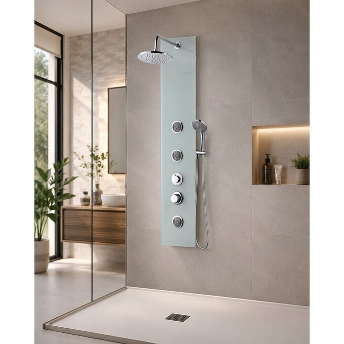 Rousseau Panel de ducha Cristal (Blanco, 24,5 x 15 x 150 cm)