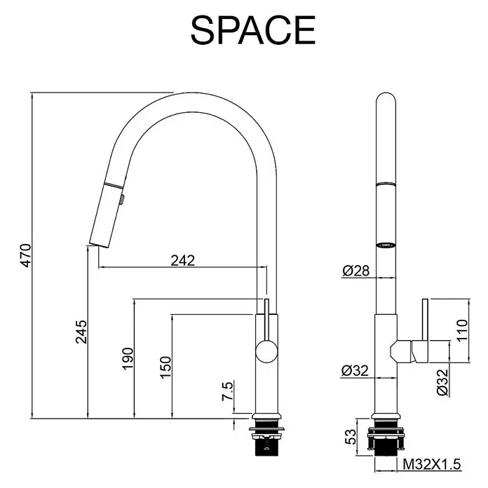 Poalgi Spültischarmatur Space - Nickel, Seidenmatt