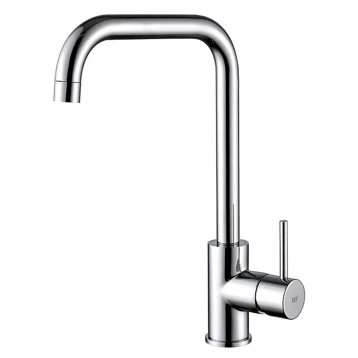 Poalgi Spültischarmatur Comfort - Verchromt, Glänzend - Chrom-Küchenarmatur mit U-förmigem Auslauf und Einhebelgriff rechts. Sky-Marke.