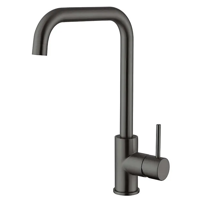 Poalgi Spültischarmatur Comfort - Gun Metal, Seidenmatt - Dunkelgraue U-förmige Küchenarmatur mit Einhebelmischer.