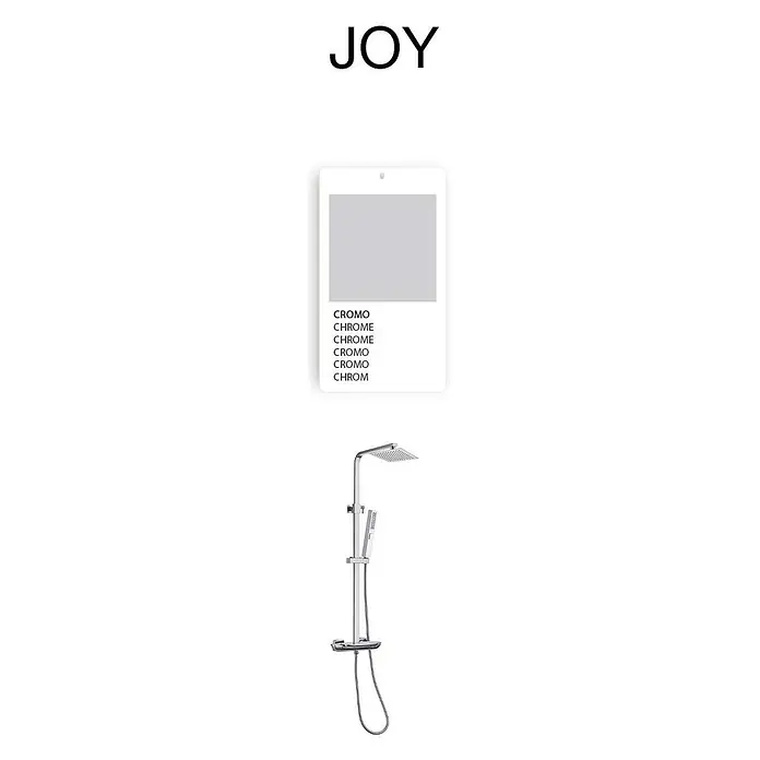 Poalgi Duschsystem Joy - Anzahl Strahlarten: 3 Stk., Verchromt - Chrom-Duschsystem mit quadratischem Kopf- und Handbrause.