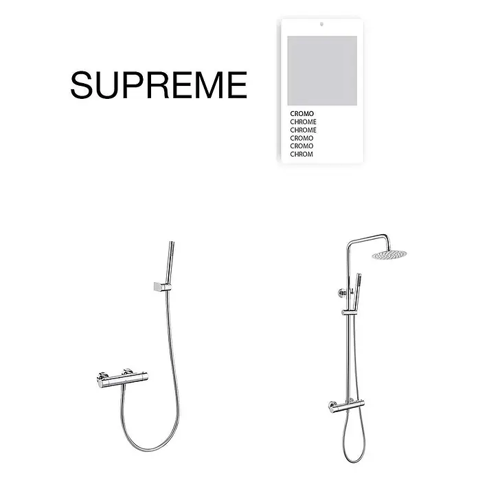 Poalgi Duschsystem Supreme - Anzahl Strahlarten: 1 Stk., Verchromt - Zwei Chrom-Duschsysteme: eine Handbrause mit Mischer und eine komplette Duschsäule.