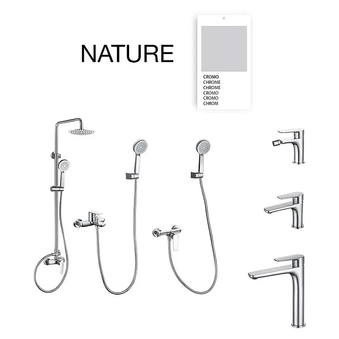 Poalgi Waschtischarmatur Nature - Chrom, Glänzend - Kollektion verchromter Badarmaturen: Duschsysteme, Handbrausen und elegante Wasserhähne.