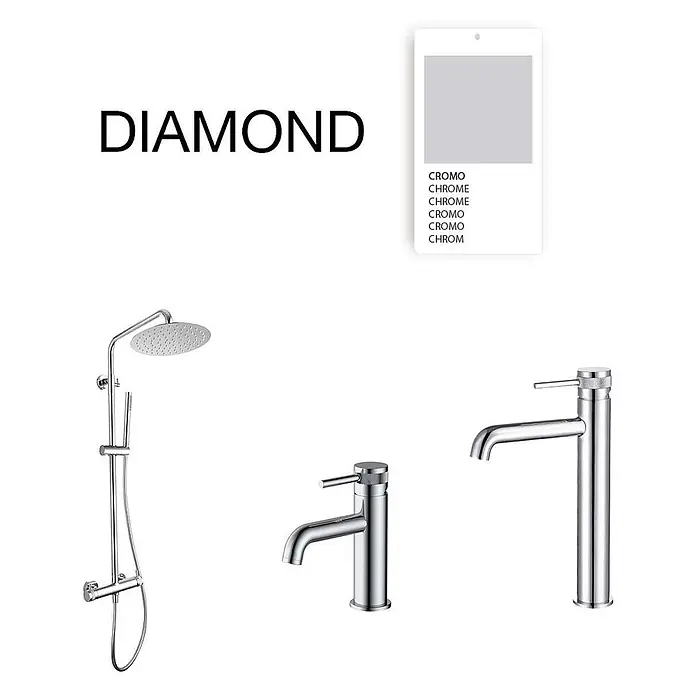 Poalgi Waschtischarmatur Diamond - Chrom, Glänzend - Duschset und Einhebel-Waschtischarmaturen der Serie Diamond in Chrom.