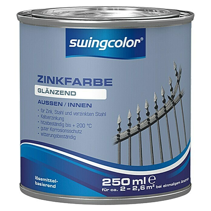swingcolor Zinkfarbe (Zink, Temperaturbeständig bis: 200 °C, 250 ml)