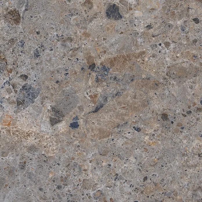 Feinsteinzeugfliese Vogue - 60 x 60 cm, Grey, Matt - Dunkelgraue und braune gesprenkelte Natursteinoberfläche für elegante Boden- oder Wandverkleidung.