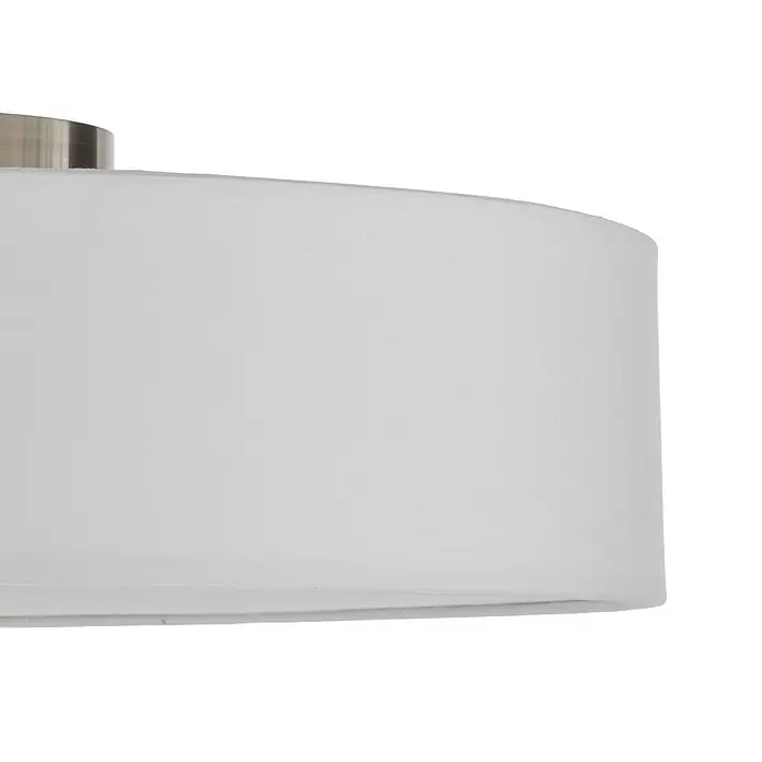 Lindby Deckenleuchte Sebatin - weiß / opal, E27 - Weißer Stoff-Deckenleuchtenschirm mit gebürstetem silbernem Metallring.