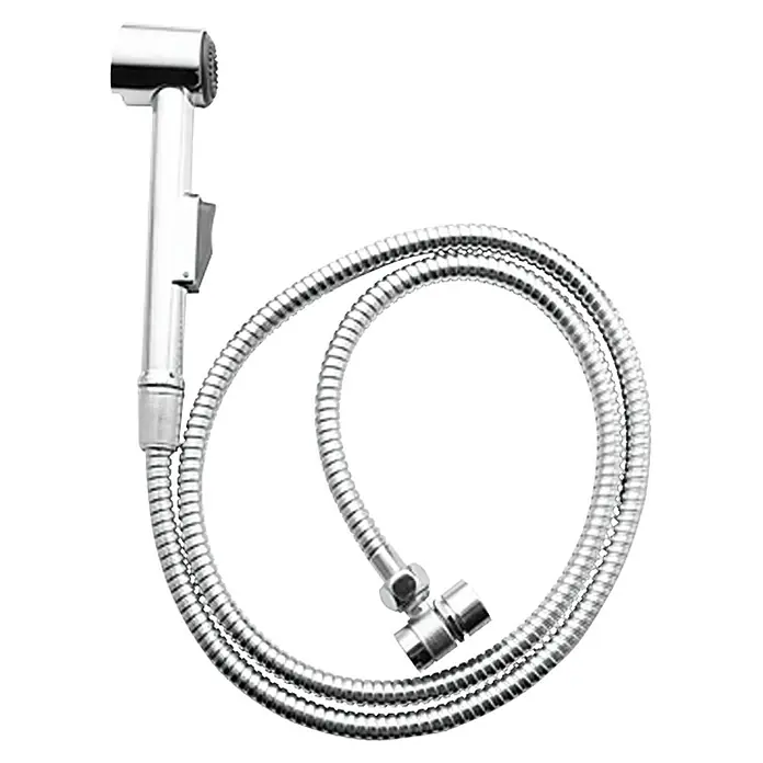 Mixomat Waschbeckenbrause - 1,5 m, Verchromt - Bild einer Chrom-Bidetbrause mit Schlauch. Die Bidetdusche ist ideal für die persönliche Hygiene und einfache Reinigung.