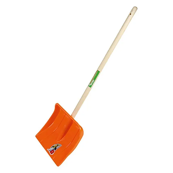Freund Victoria Kinder-Schneeschieber - Breite: 29 cm, Kurzstiel - Orangefarbene Schneeschaufel mit Holzgriff, ideal für den Winterdienst, ausgestattet mit einem ergonomischen Design für komfortables Schneeräumen.