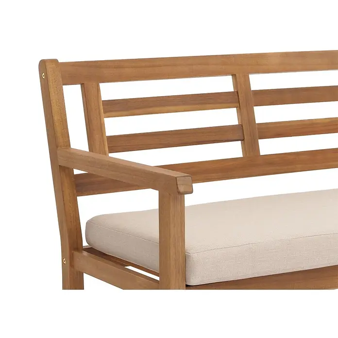 Proregal Gartenbank Mit Kissen Creme-Beige - Holz, Braun - Holzgartenbank mit beigem Kissen.