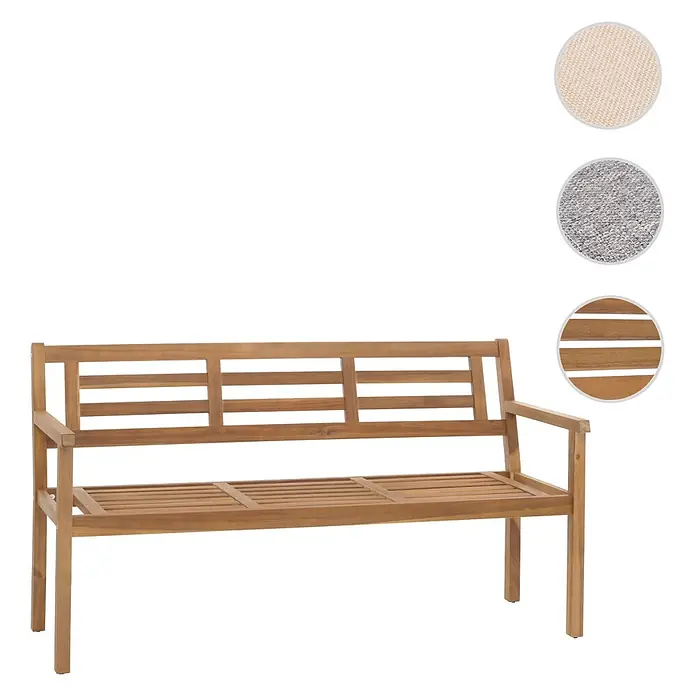 Proregal Gartenbank Ohne Kissen - Holz, Braun - Naturholz Gartenbank in Braun mit Lattenrückenlehne und Sitzfläche für den Außenbereich.