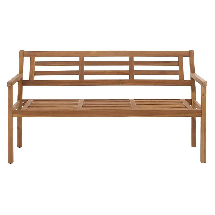 Proregal Gartenbank Ohne Kissen - Holz, Braun - Braune Holz-Gartenbank mit Lattenrost-Sitzfläche und Rückenlehne.