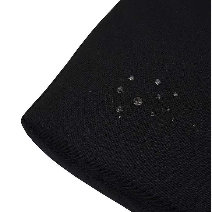 Proregal Gartenbank 3-Sitzer Kissen Schwarz - Polyester, Braun - Schwarzes wasserabweisendes Stoffkissen mit Wassertropfen auf der Oberfläche.