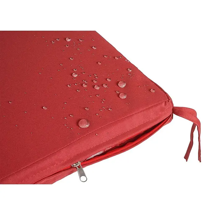 Proregal Gartenbank 3-Sitzer Kissen Bordeaux - Polyester, Grau - Rotes, wasserabweisendes Outdoor-Kissen mit Wassertropfen, ausgestattet mit Reißverschluss und Befestigungsband.