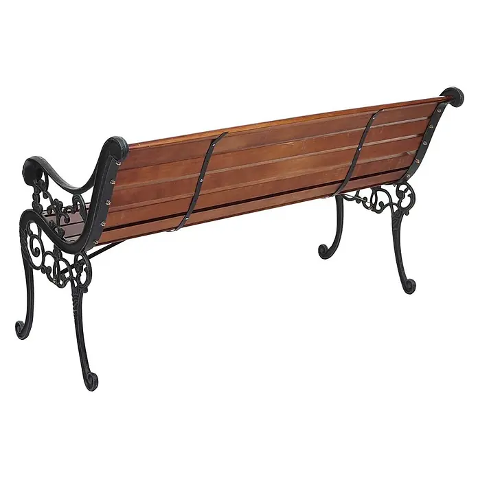 Proregal Gartenbank 2-Sitzer - B x T x H: 125 x 37 x 72 cm, Holz, Braun - Gartenbank mit Holzlatten und schwarzem, verziertem Gusseisengestell.
