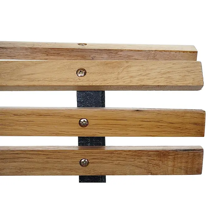 Proregal Gartenbank 2-Sitzer - Holz, Braun - Helle Holzlatten auf dunklem Metallgestell mit Schrauben befestigt.