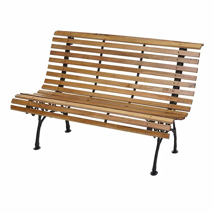 Proregal Gartenbank 2-Sitzer - Holz, Braun - Gartenbank mit braunen Holzlatten und schwarzen Metallbeinen.