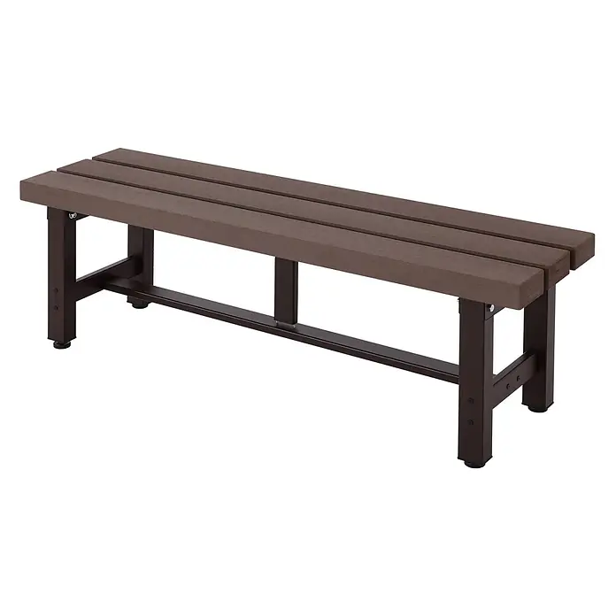 Alu Gartenbank | HxBxT 40x120x34cm | Bank Parkbank Sitzbank Balkonbank | wetterfest WPC | Braun -  - Stabile braune Bank mit Holzoptik-Planken und einem dunklen Metallrahmen.