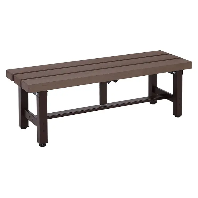 Alu Gartenbank | HxBxT 40x120x34cm | Bank Parkbank Sitzbank Balkonbank | wetterfest WPC | Braun -  - Eine stabile braune Lattenbank mit dunkelbraunem Metallrahmen.