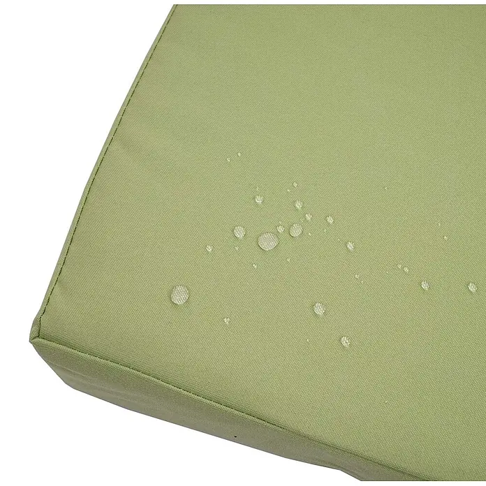 Proregal Gartenbank 3-Sitzer Kissen Grün - Polyester, Grau - Hellgrünes wasserabweisendes Kissen mit Wassertropfen auf der Oberfläche.