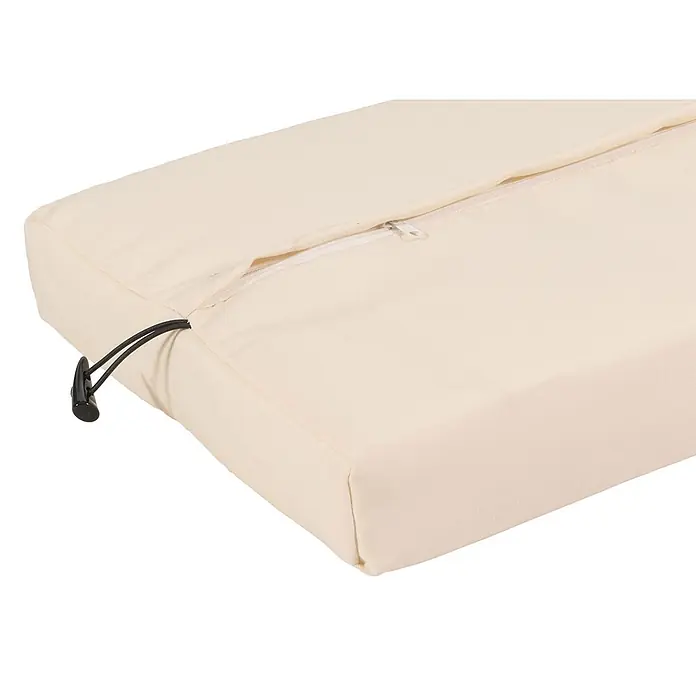 Proregal Gartenbank Poly-Rattan Kissen Creme - Polyester, Braun - Cremefarbenes Outdoor-Kissen mit Reißverschluss und schwarzem Zugband mit Stopper.