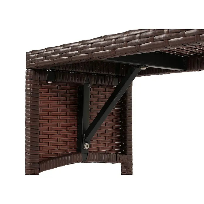 Proregal Gartenbank Poly-Rattan Kissen Creme - Polyester, Braun - Braune geflochtene Rattanmöbel-Unterseite mit schwarzer Metallstützstruktur.