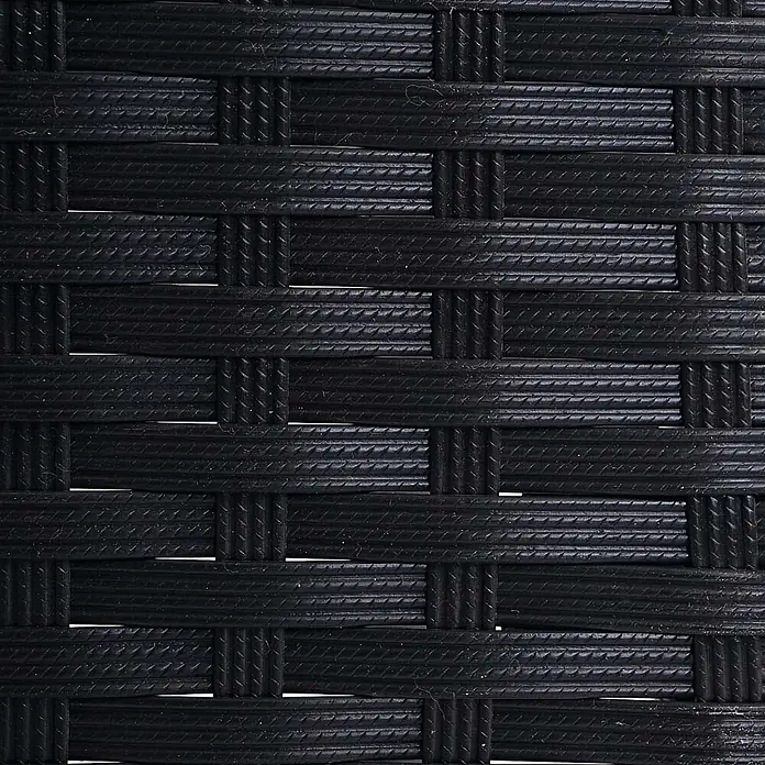Proregal Gartenbank Kissen Terrakotta - Polyester, Schwarz - Nahaufnahme von schwarzem Geflechtmaterial, vermutlich Polyrattan, mit strukturierten, geriffelten Strängen.