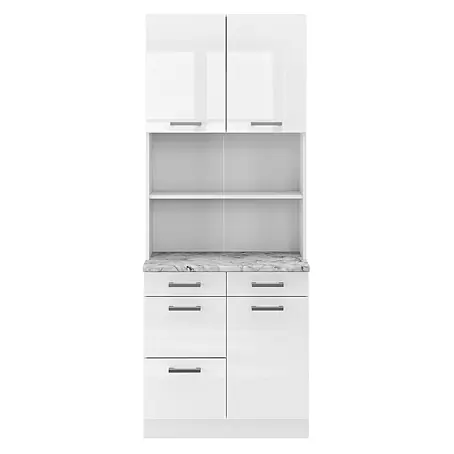 Vicco  Küchenleerblock R-Line Weiß Hochglanz, AP Marmor