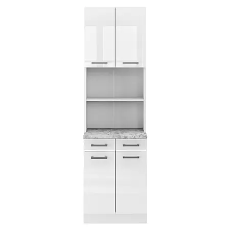 Vicco  Küchenleerblock R-Line Weiß Hochglanz, AP Marmor