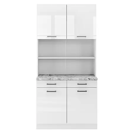 Vicco  Küchenleerblock R-Line Weiß Hochglanz, AP Marmor
