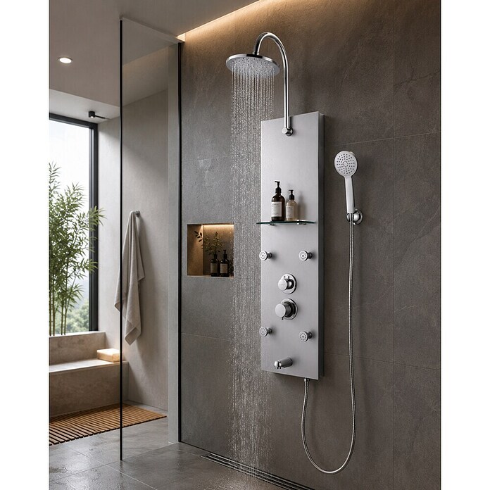 Rousseau Panel de ducha Aluminio (Cromo, 42 x 29 x 132 cm)