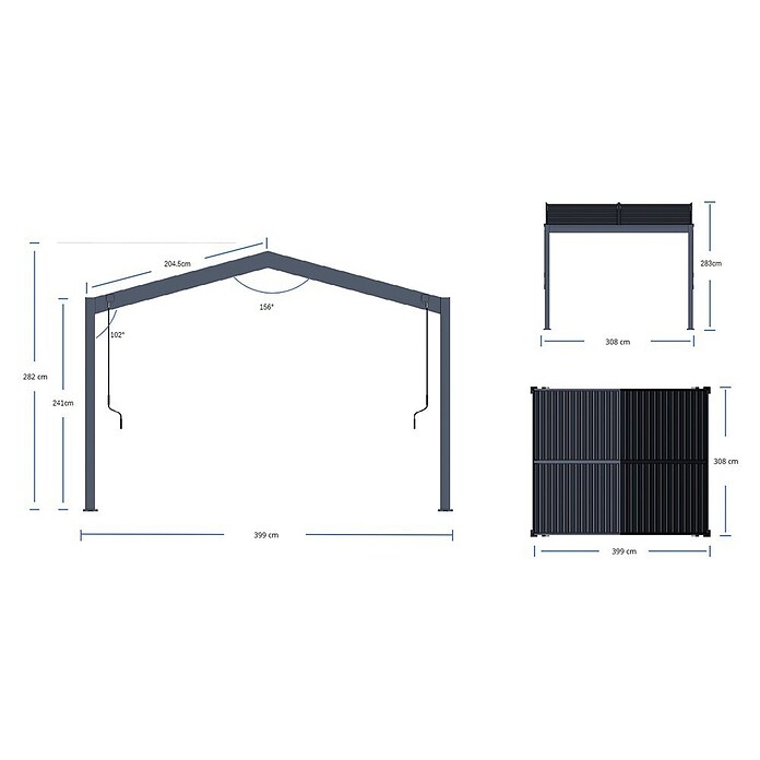 Pergola Icon 1013 (L x B x H: 308 x 399 x 282 cm, Anthrazit, Aluminium) | BAUHAUS